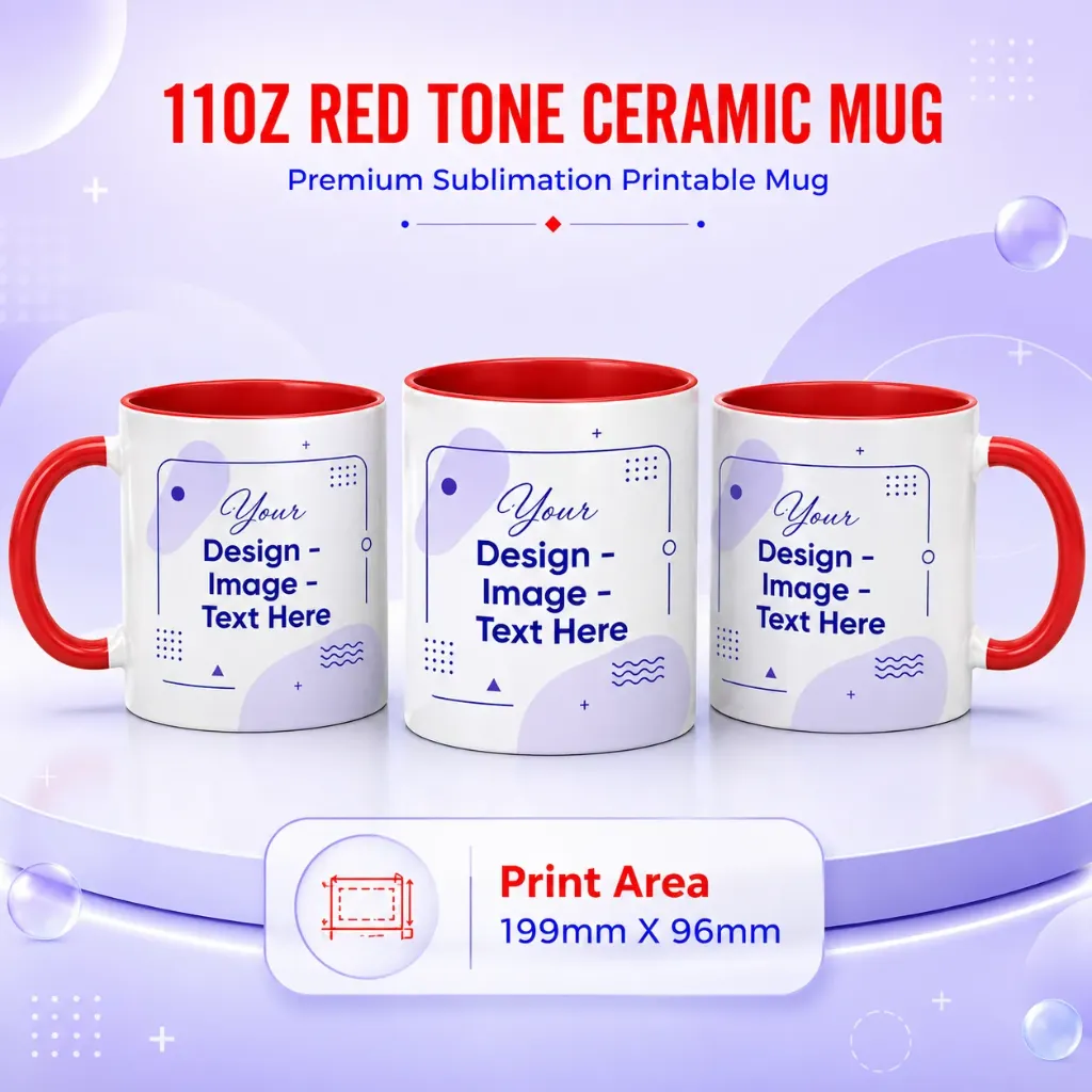 11OZ RED TONE CERAMIC MUG (Normal Packing)