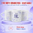 11OZ White Ceramic Mug – Heart Handle